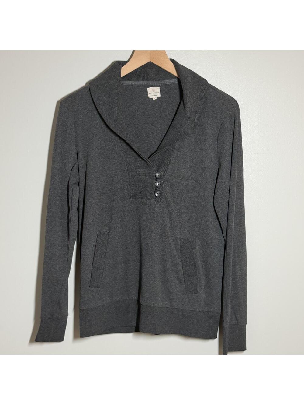 Banana Republic Charcoal Gray Shawl Collar Pullover Sweater Women's M Cozy